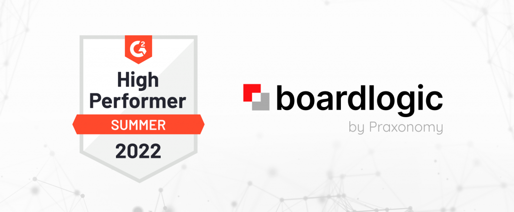G2 awards Boardlogic with High Performer badge